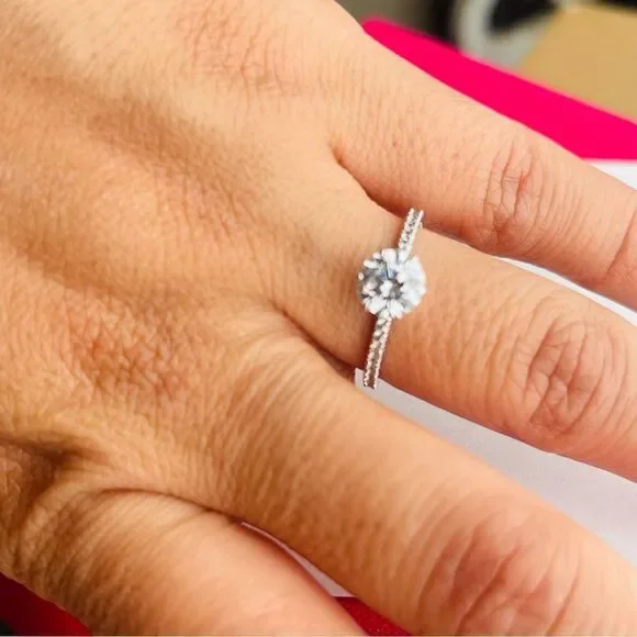 1.0 Solitaire Prong Ring White Gold plated Size 6.5 - Picture 4 of 6